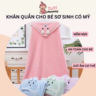 Khăn quấn cho bé sơ sinh có mũ hình thú Tutimommy