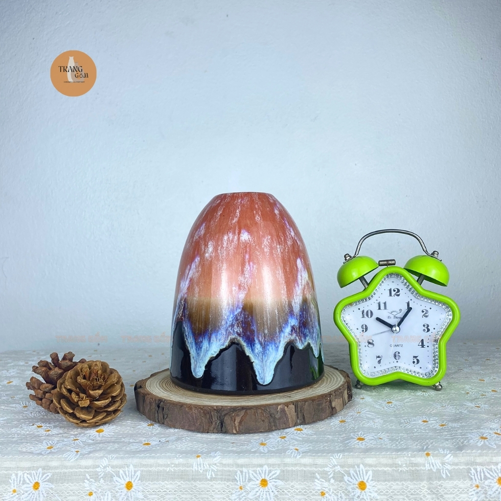 Bình hoa, lọ hoa gốm Bát Tràng dáng chuông mini cắm hoa, decor cực đẹp - Trang Gốm TG108