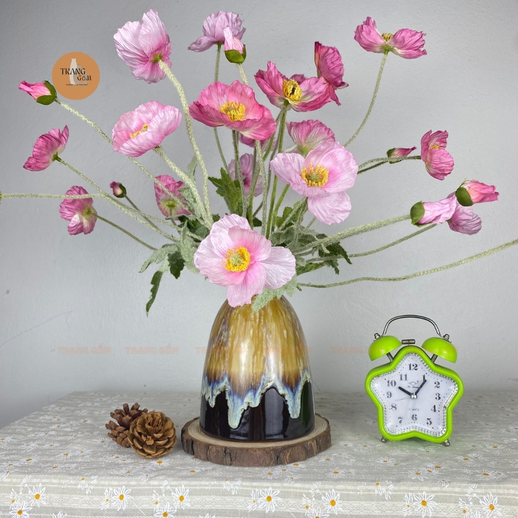 Bình hoa, lọ hoa gốm Bát Tràng dáng chuông mini cắm hoa, decor cực đẹp - Trang Gốm TG108