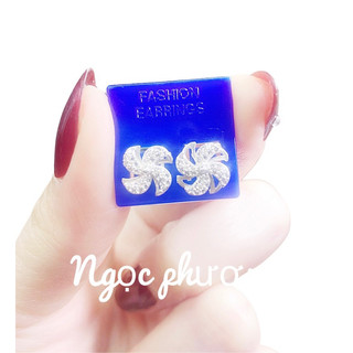 Bông tai hoa xoay Bạc 925 đính đá sang chảnh