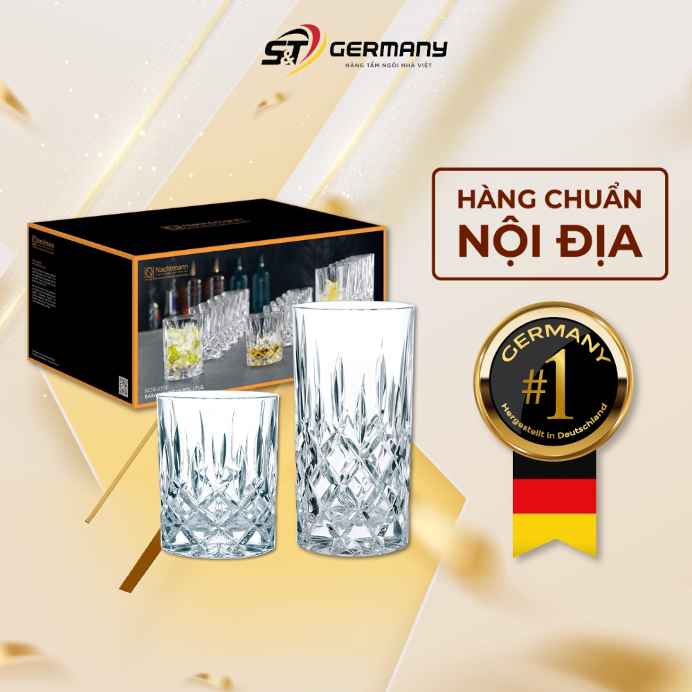 Bộ Cốc Nachtmann Noblesse 18 Món Cao Cấp Nội Địa Đức, Bộ Cốc Thủy Tinh Uống Nước Sang Trọng GermanySnT 290022