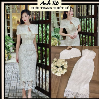 Đầm Ren Body Dáng Dài Kèm Áo Choàng, Đầm Dự Tiệc Váy Body Mix Áo Choàng Croptop Hàng Thiết Kế - Anh Tít Boutique