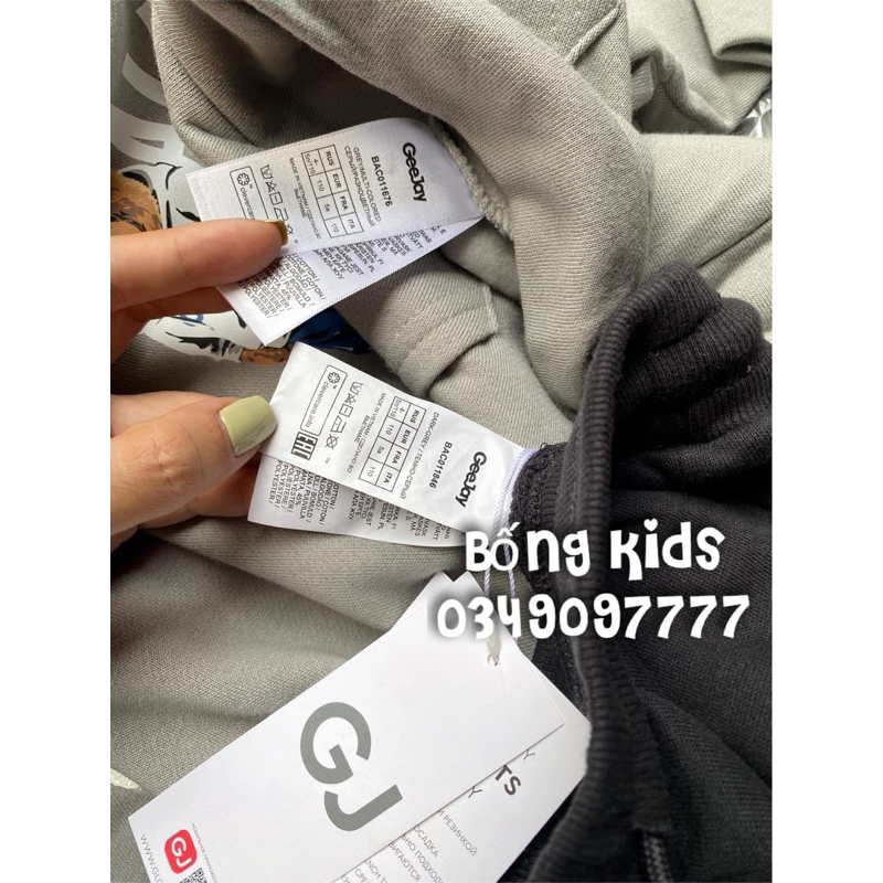 Bộ Hoodie Bé Trai Gấu Xám Đen GÊ