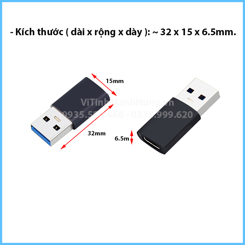 Đầu chuyển USB 3.0  sang Type C , USB 3.0 to Type C, dùng cho Box NVME, Box SSD/HDD, Iphone, Ipad…