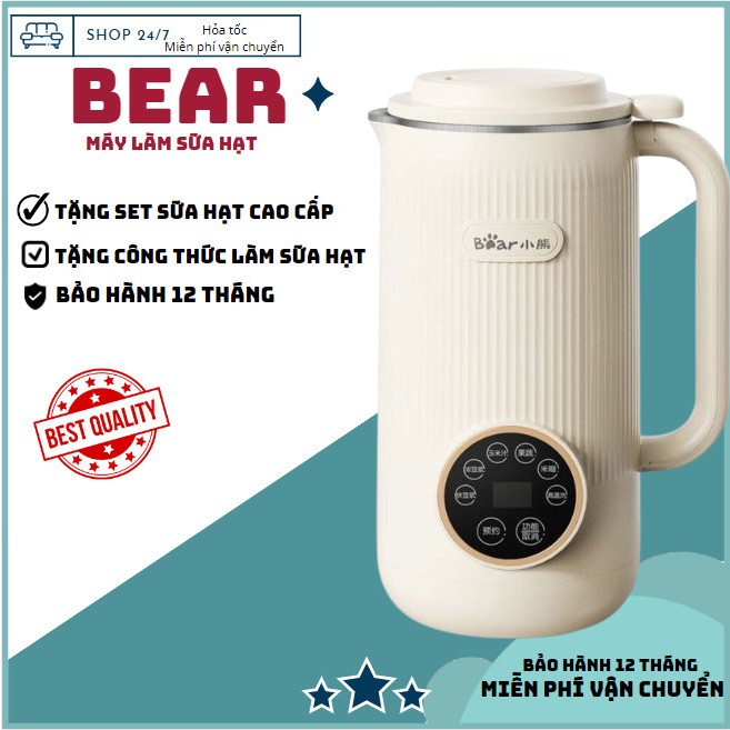 Máy Làm Sữa Hạt Bear 600ml, 6 Chức Năng, Xay Nấu Sữa Hạt, Xay Sinh Tố Đa Năng DJJ-D06U5/D06X3 - Tran Hang Store