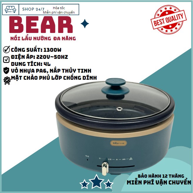 Nồi Lẩu Nướng Đa Năng BEAR DHG - C40T1 4L - Trần Hằng Store