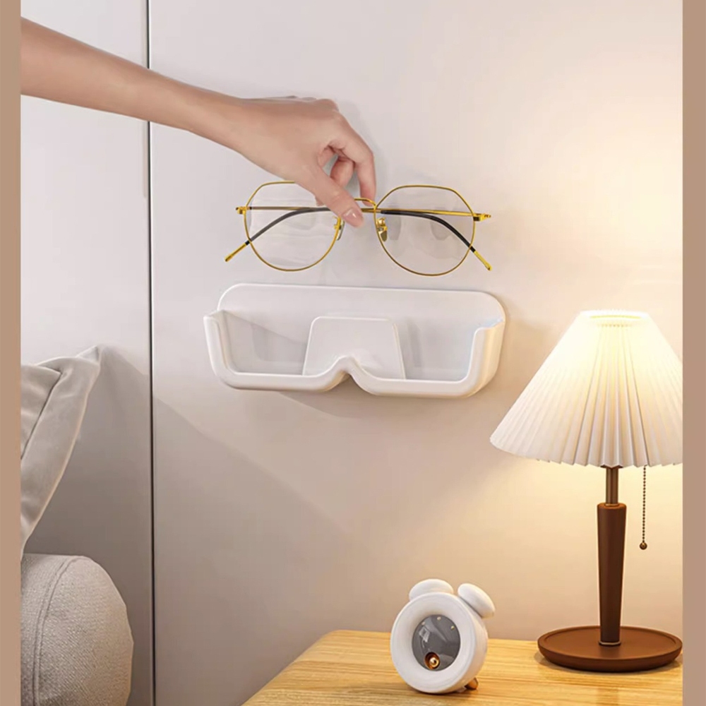 Giá đỡ mắt kính gắn tường không cần khoan tiện dụng, kệ trưng bày kính chất liệu nhựa trong suốt siêu đẹp.