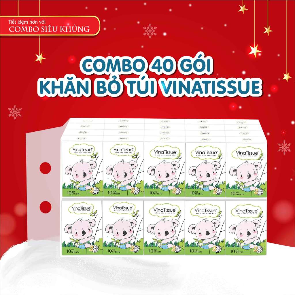 Khăn giấy bỏ túi VinaTissue 10 tờ - combo 40 gói