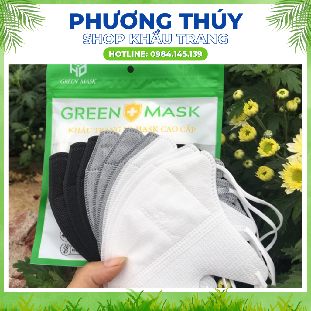 Thùng 500 cái khẩu trang 💥 CAO CẤP 💥 Khẩu trang 5D Green Mask kh.áng khuẩn
