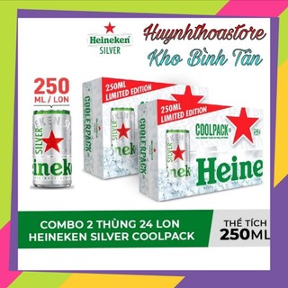 Lon nhỏ _ combo 2 thùng 24 lon bia heineken silver 250ml