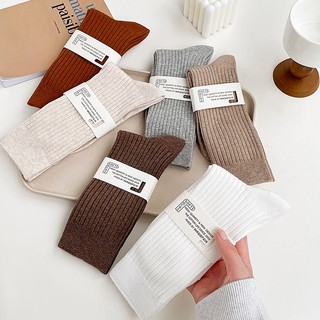 Vớ tất nam nữ trơn màu vintage cao giữa bắp chân