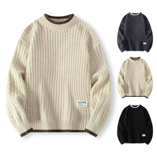  Áo len nam cổ tròn Hàn Quốc TANKA áo len form rộng màu đen xám be chất len cao cấp AL26 