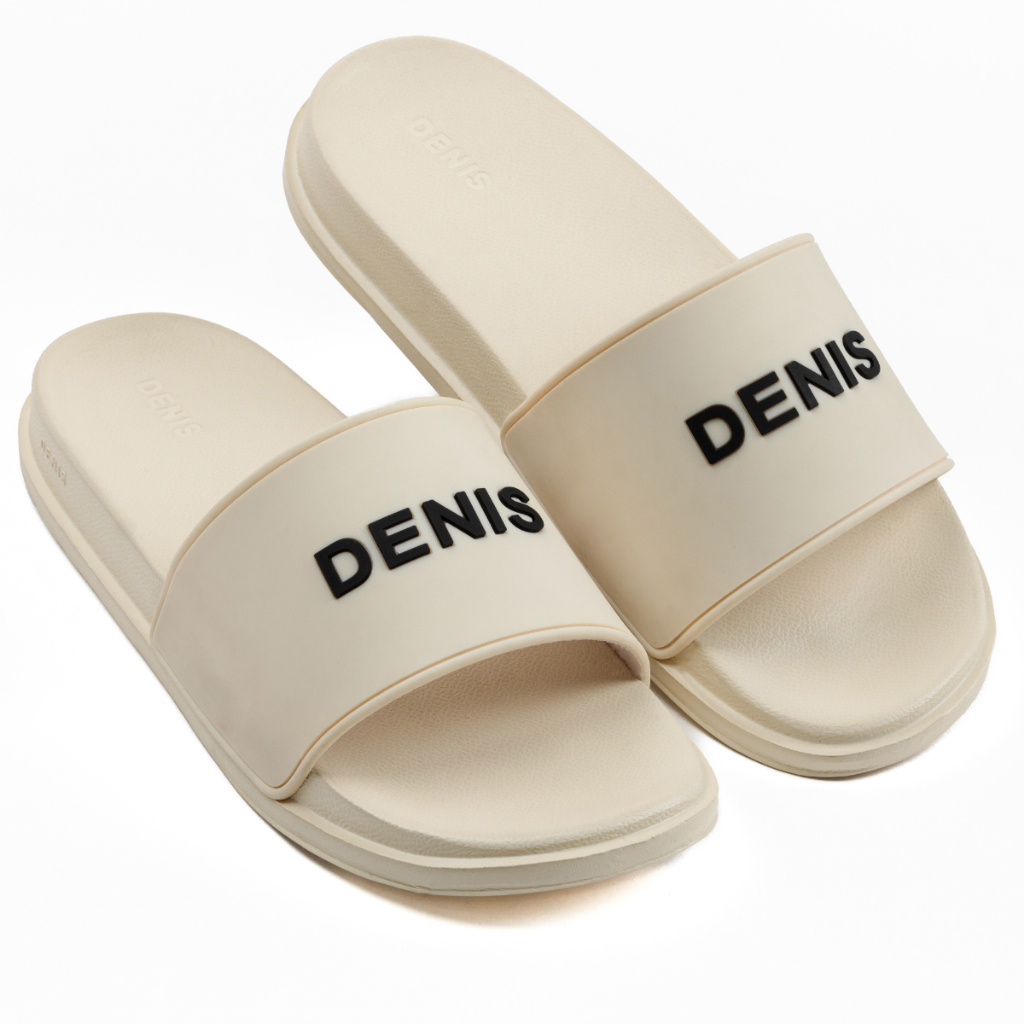 Dép quai ngang nam nữ Denis DN15 Unisex Slipper Full Màu trắng kem basic Ngoài trời