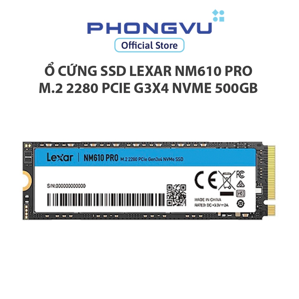 Ổ cứng SSD LEXAR NM610 Pro M.2 2280 PCIe G3x4 NVMe 500GB  - Bảo hành 36 tháng