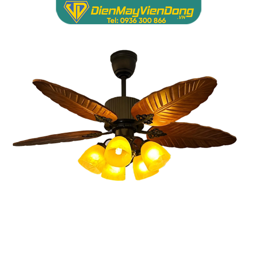 Quạt trần cánh lá DCTFan Electric Corporation 167 động cơ DC tiết kiệm điện, điều khiển từ xa 6 cấp độ gió