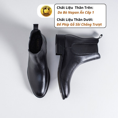 Giày chelsea boot nam cao cấp đế phíp gỗ sồi da bò Napan Ấn cấp 1 thương hiệu ARMCEO