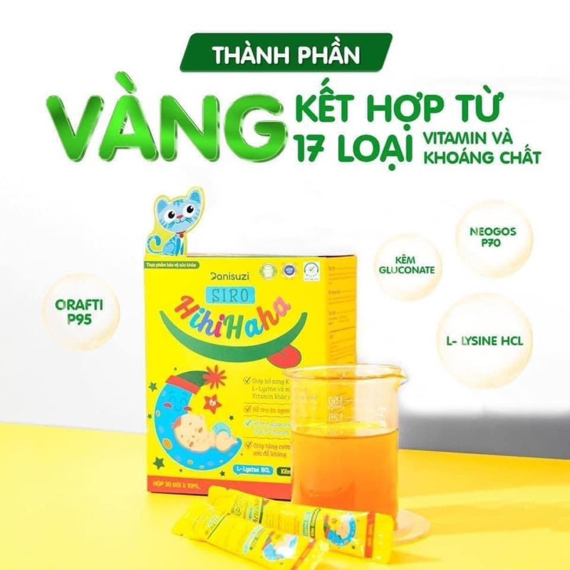 [CHÍNH HÃNG] Siro ăn ngon Hihihaha, siro ăn ngon cho bé, giúp bé tăng đề kháng, hấp thu tốt, tăng cân đều, hộp 30 gói