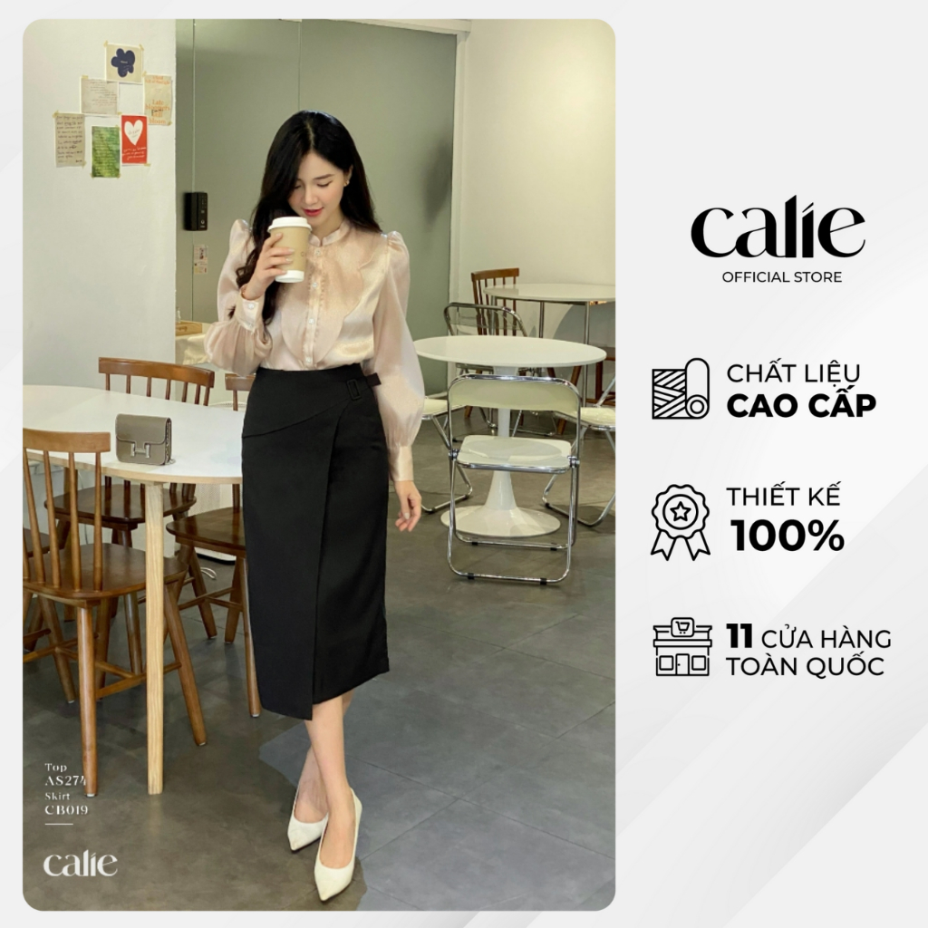 Chân váy bút chì nữ dáng dài xẻ sau CALIE CB019