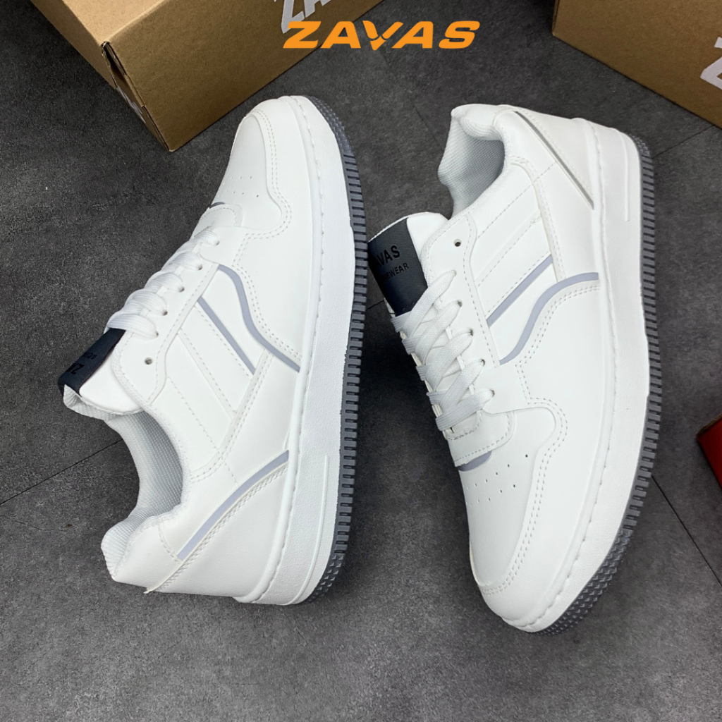 Giày thể thao nam sneaker trắng ZAVAS bằng da thời trang form giày gọn gàng dễ mặc đồ tôn dáng - Z69
