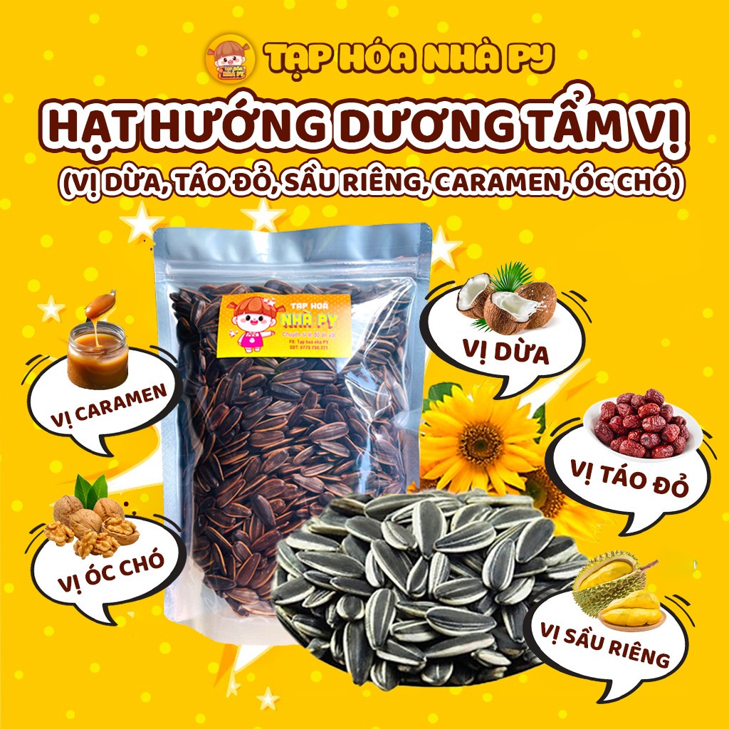 Hướng Dương Tẩm Vị 1 Cân Hương Caramen, Quả Óc Chó, Dừa, Táo Đỏ, Sầu Riêng Đặc Biệt Thơm Ngon