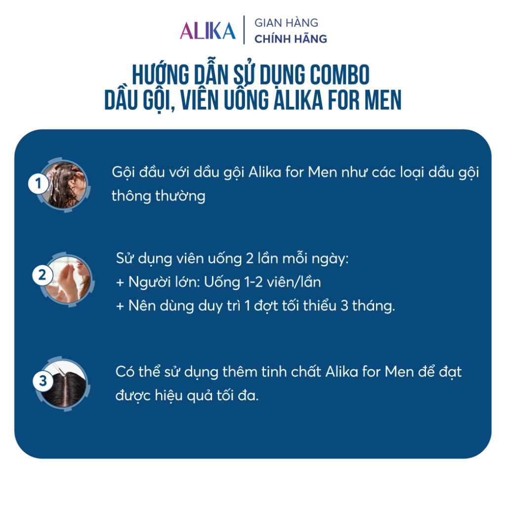 Dầu gội ngăn ngừa rụng tóc viên uống mọc tóc nhanh hiệu quả từ sâu bên trong dành riêng cho nam giới ALIKA for men