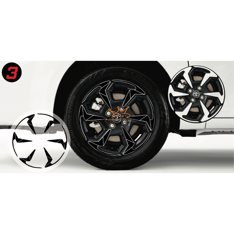 Decal dán mâm Toyota vios 2023 - decal dán lazang vios -