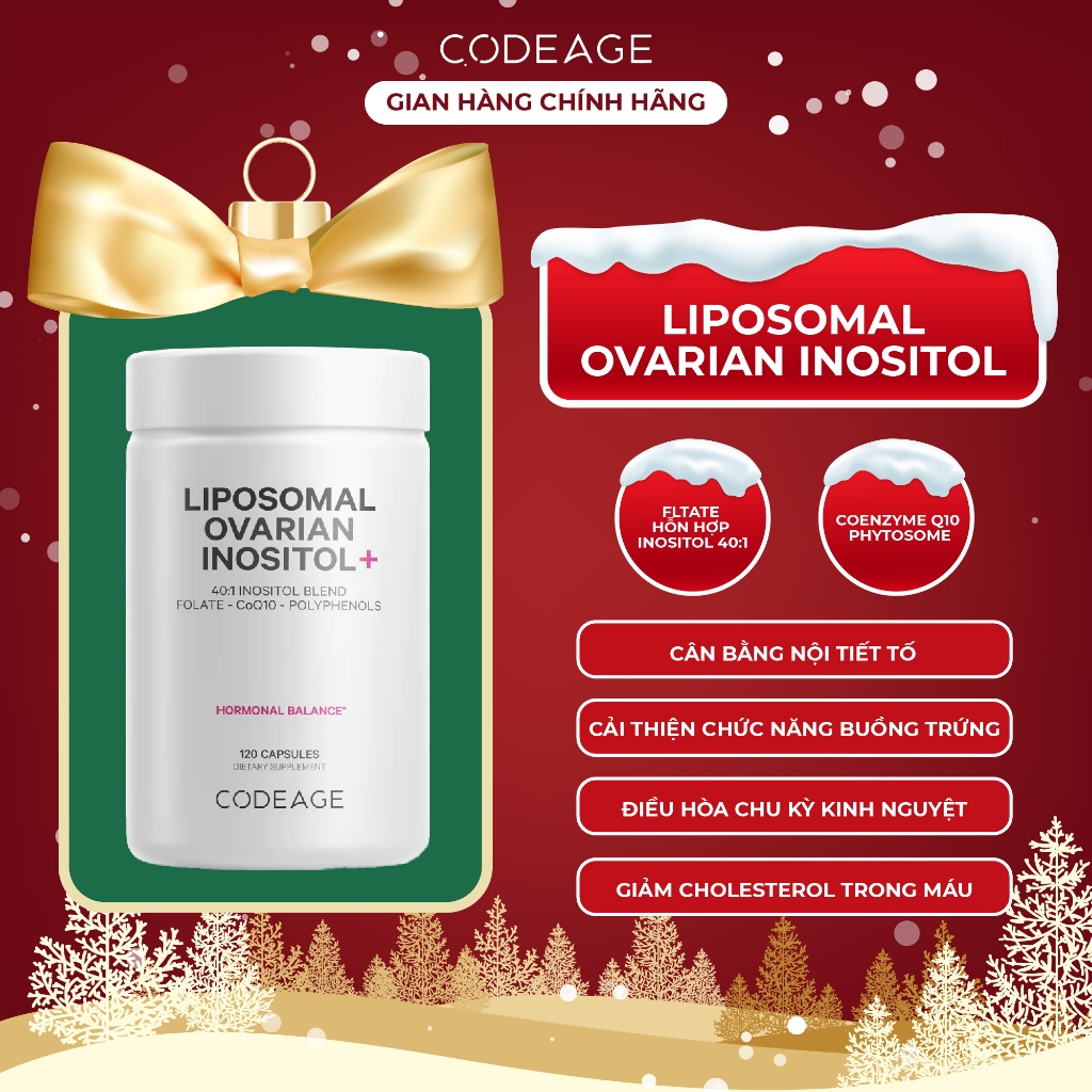 Viên uống cân bằng nội tiết tố Codeage - Liposomal Ovarian Inositol 120 viên