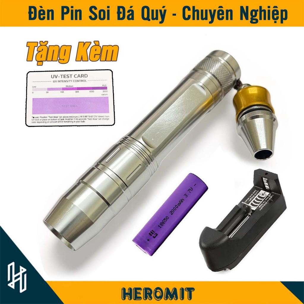 Đèn soi đá quý cao cấp 3 màu, kèm pin trâu và sạc F1