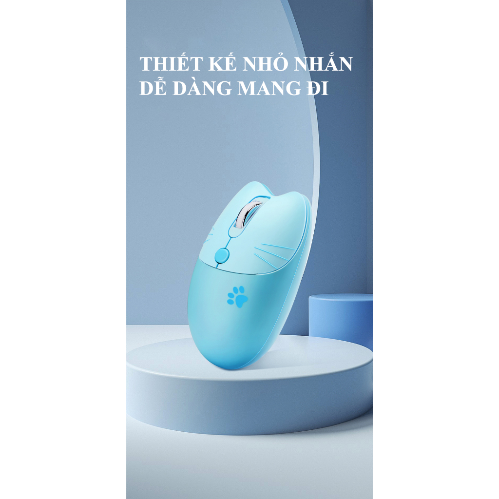 Chuột không dây MOFII M3 thiết kế tai mèo kết nối bằng chip USB 2.4 và BLUETOOTH với điện thoại, ipad, máy tính,...