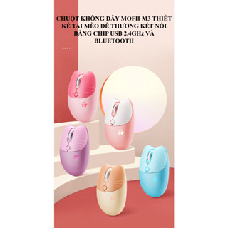 Chuột không dây M3 thiết kế tai mèo kết nối bằng chip USB 2.4 và BLUETOOTH với điện thoại, ipad, máy tính,...