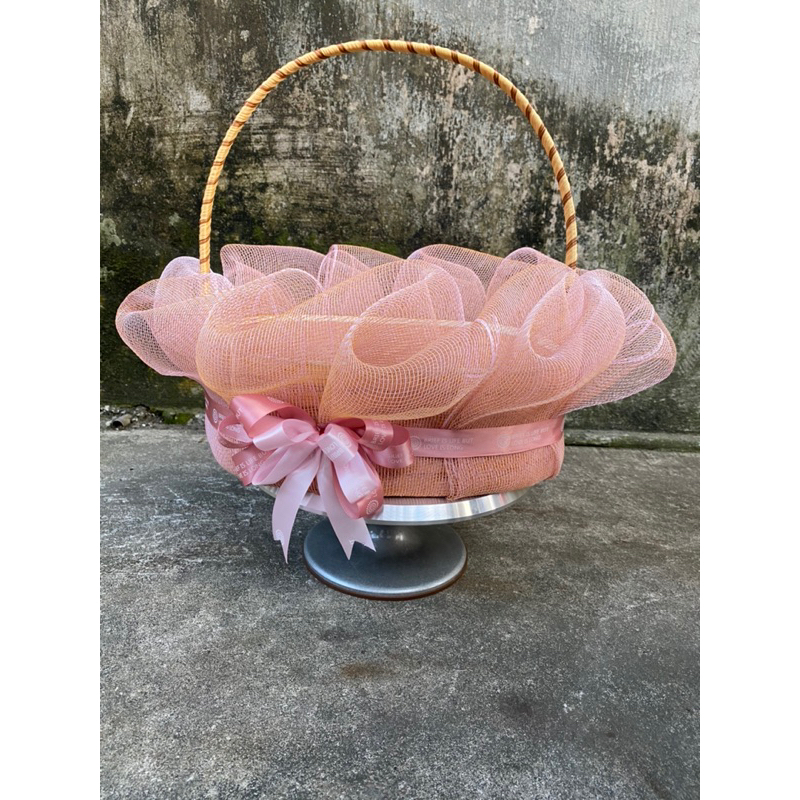 giỏ hoa quả màu tone hồng đất