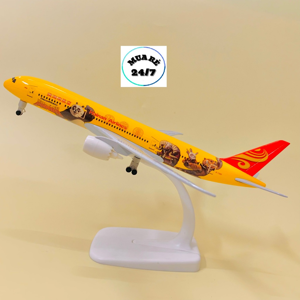 MÔ HÌNH MÁY BAY HAINAN AIRLINES B787/9 PANDA LIVERY CÓ BÁNH XE TỈ LỆ CHUẨN ĐẸP 20CM FULLBOX