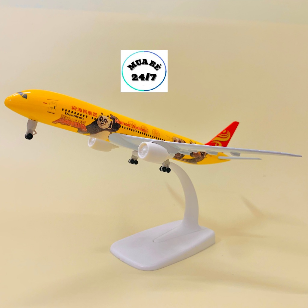 MÔ HÌNH MÁY BAY HAINAN AIRLINES B787/9 PANDA LIVERY CÓ BÁNH XE TỈ LỆ CHUẨN ĐẸP 20CM FULLBOX