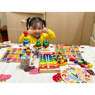 COMBO 10 MÓN ĐỒ CHƠI XẾP GỖ THÔNG MINH CHO BÉ