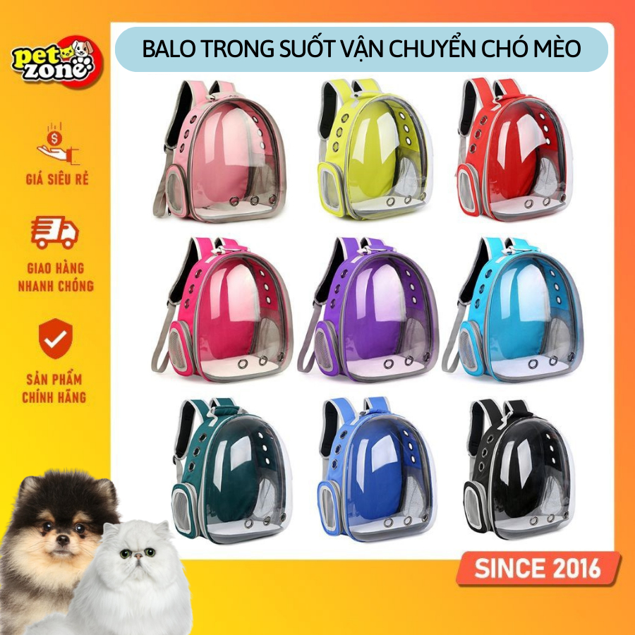 Balo trong suốt vận chuyển chó mèo (Nhiều màu)