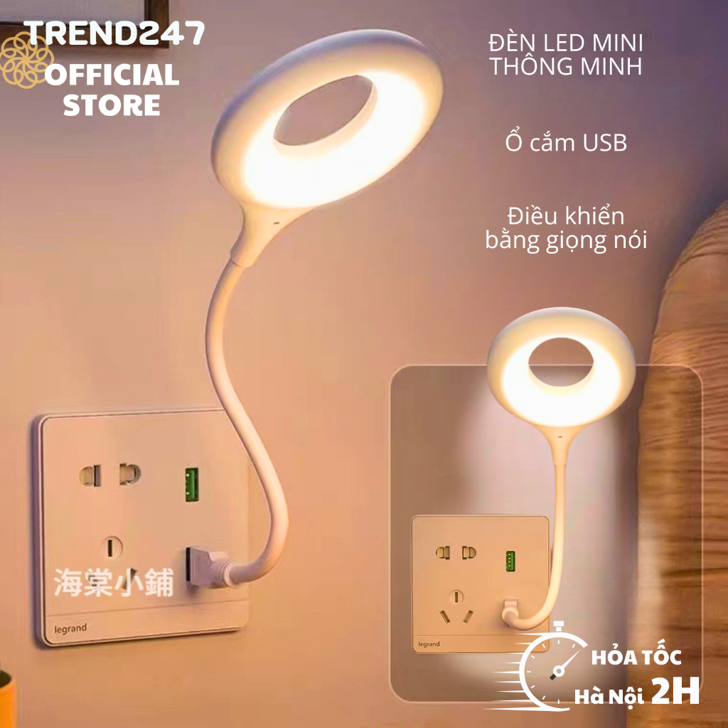 Đèn ngủ thông minh điều khiển bằng giọng nói, 5 chế độ câu lệnh: tắt đèn/bật đèn/đổi màu/tăng độ sáng/giảm độ sáng