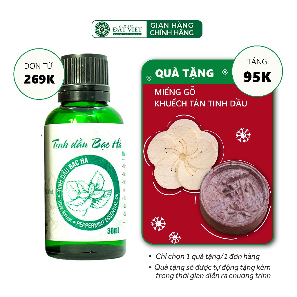 Tinh dầu Bạc Hà Nguyên Chất Đất Việt 100% Organic giúp thư giãn, giảm mệt mỏi