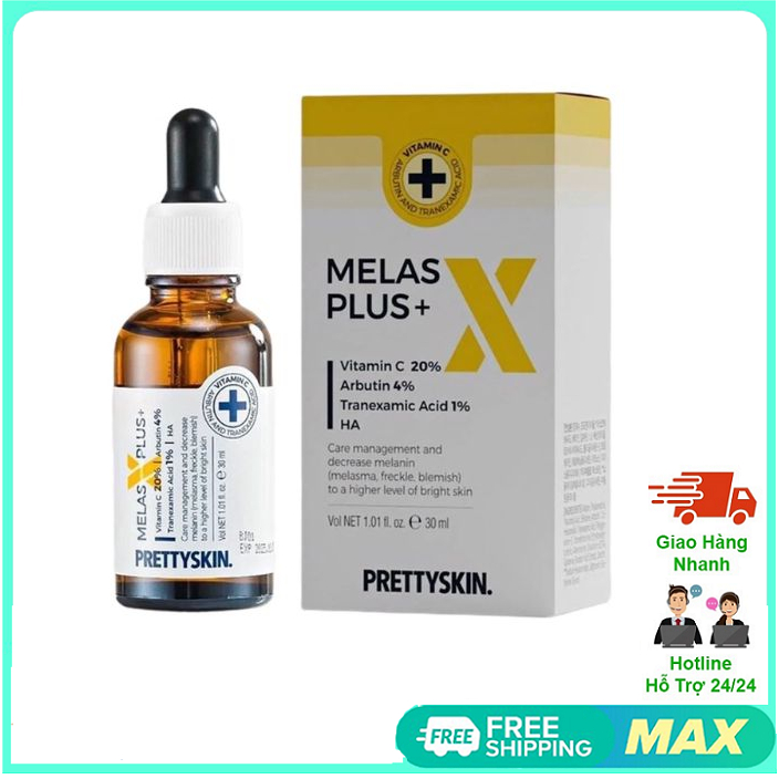 Tinh Chất Serum Melas X Plus PRETTY SKIN 30ml, Xóa nám , tàn nhang , Dưỡng Trắng Da Ngừa thâm,Chống Lão Hóa Da