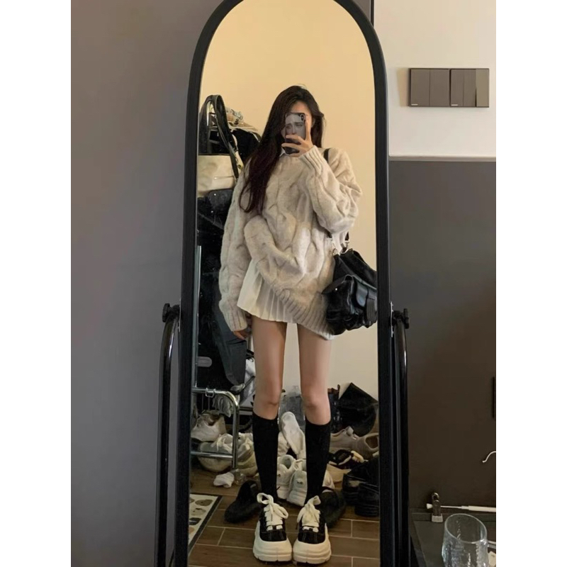 Áo Len Xám dáng/form rộng oversize dày dặn Lilis Room