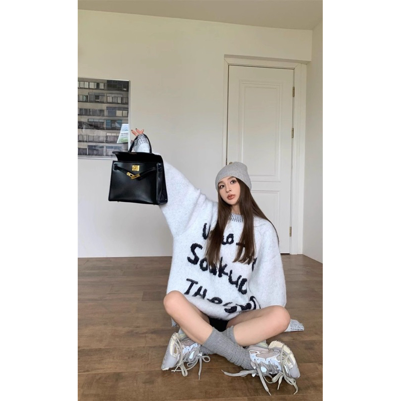 Áo len lông Xám dáng rộng oversize/bigsize Lilis Room