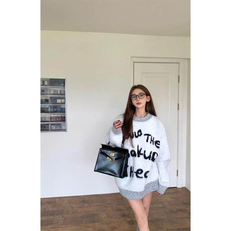 Áo len lông Xám dáng rộng oversize/bigsize Lilis Room