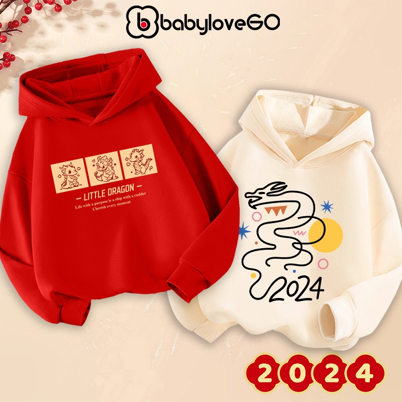 Áo hoodie cho bé Happy New Year 2024 áo khoác nỉ cho bé trai bé gái BabyloveGO