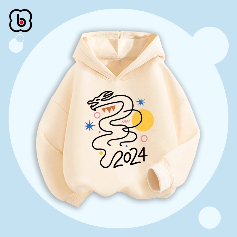 Áo hoodie cho bé Happy New Year 2024 áo khoác nỉ cho bé trai bé gái BabyloveGO