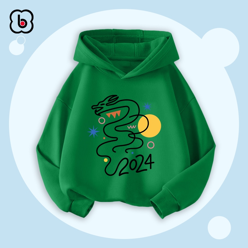 Áo hoodie cho bé Happy New Year 2024 áo khoác nỉ cho bé trai bé gái BabyloveGO