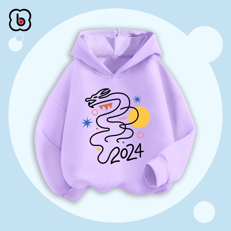 Áo hoodie cho bé Happy New Year 2024 áo khoác nỉ cho bé trai bé gái BabyloveGO