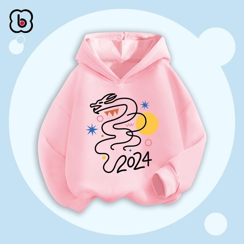 Áo hoodie cho bé Happy New Year 2024 áo khoác nỉ cho bé trai bé gái BabyloveGO