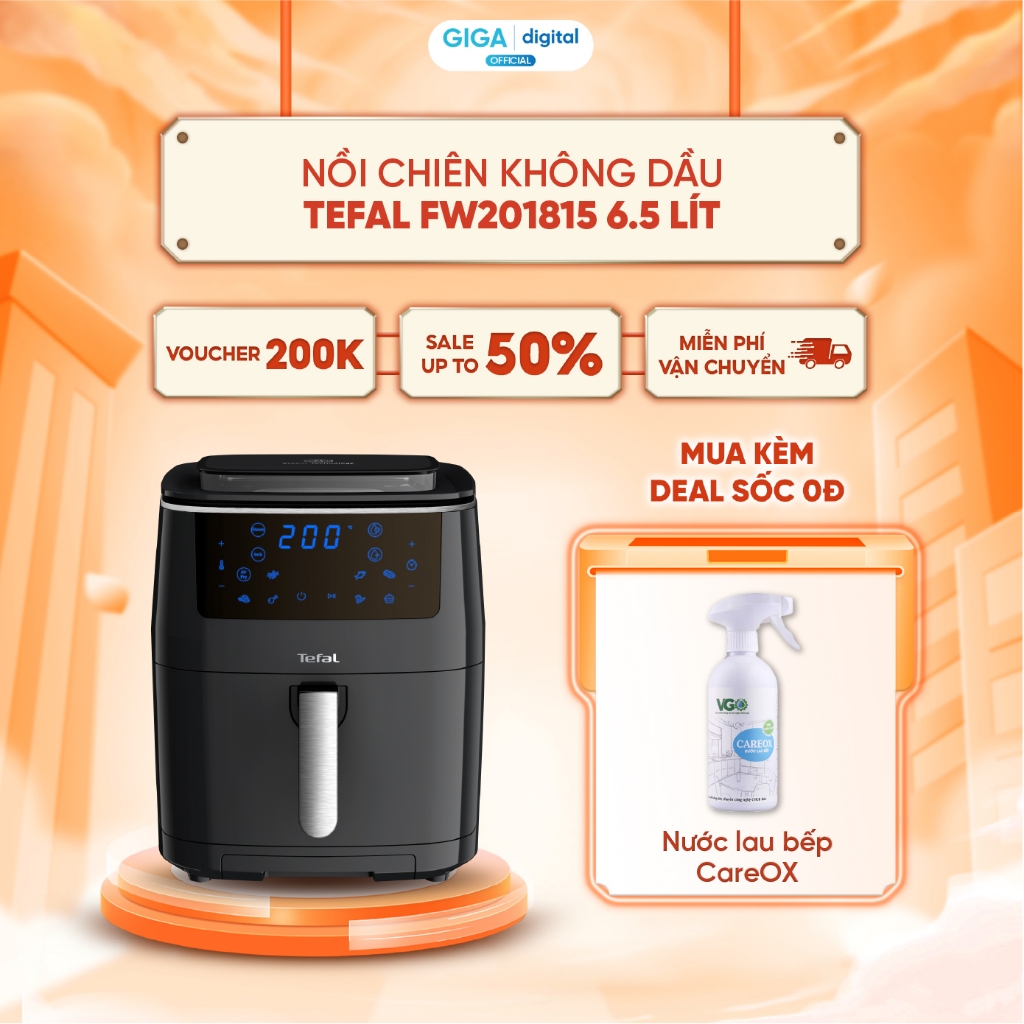 Nồi chiên không dầu, hấp, nướng Tefal FW201815 6.5 lít - Điều khiển cảm ứng - 9 chương trình nấu sẵn