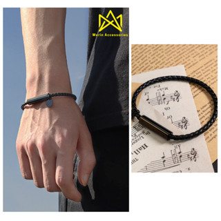 Vòng tay nam nữ dây rút thời trang Basic Merin Accessories Màu Đen Chất Liệu Titan Bền Bỉ - Vòng Tay Tổng Hợp 