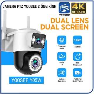 Camera ip yoosee 2 mắt 6.0mp | 5.0mpx siêu nét, góc rộng - 1 mắt xoay 360 độ, đàm thoại 2 chiều, quay đêm có màu