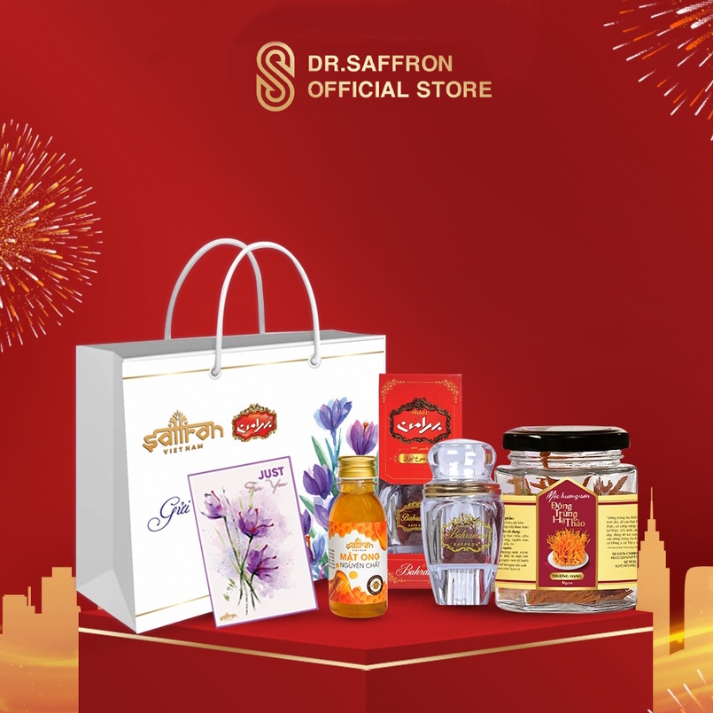 Set quà 8/3 Nhụy hoa nghệ tây Saffron Việt Nam và đông trùng hạ thảo Mộc Hương Sơn